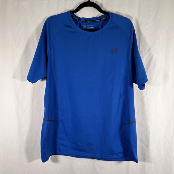 Muezna Athletic Shirt Men's Large Solid Blue Short Sleeve Crew Neck Pullover - Picture 1 of 10